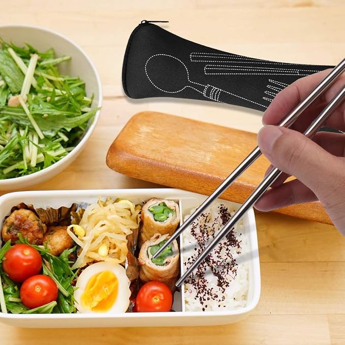 6 Pack Reusable Flatware Sets Knife, Chopsticks - Image 6