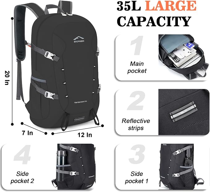 Hiking Backpack, Large 35L Travel Backpacks - Image 3