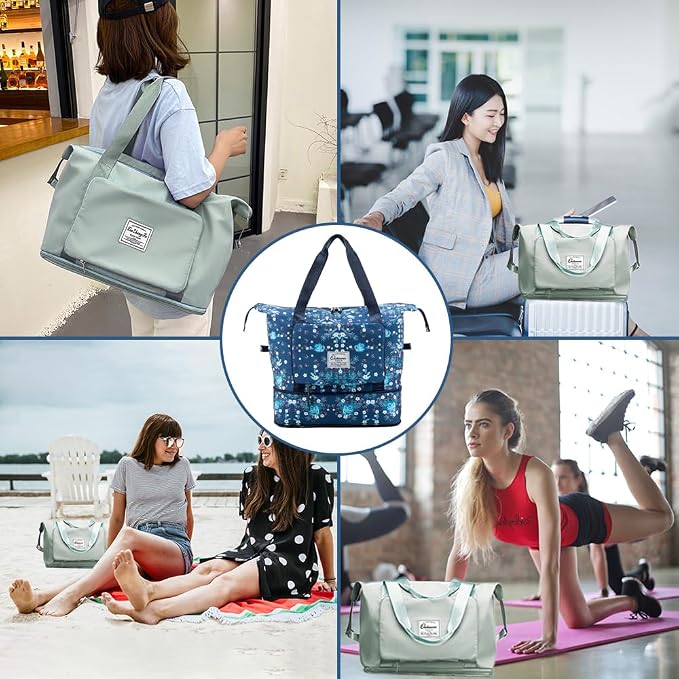 Large Capacity Foldable Travel Bag Expandable Portable Carry on Bag Dry&Wet - Image 6