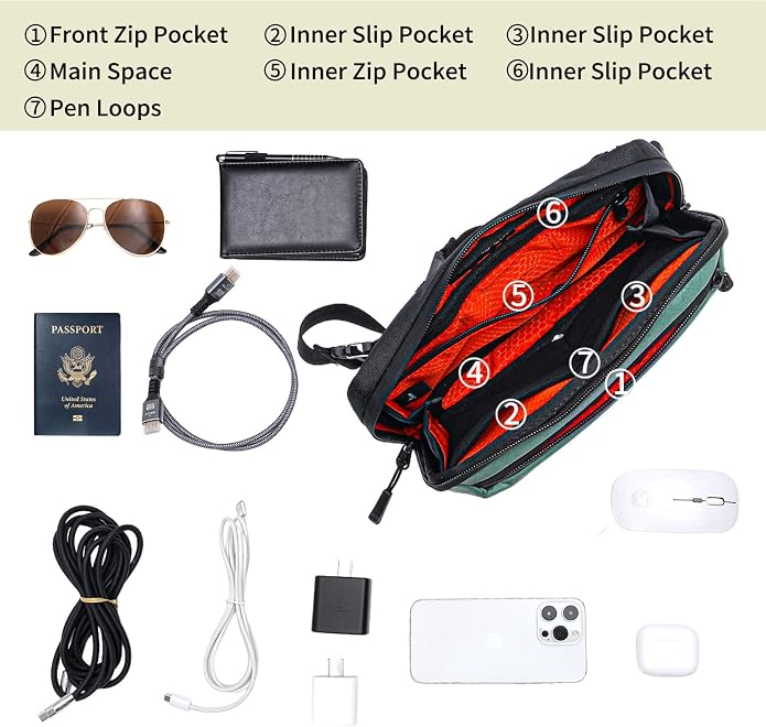 Electronics Organizer Tech Travel Pouch – Waterproof Nylon Diamond Quilted & - Image 5