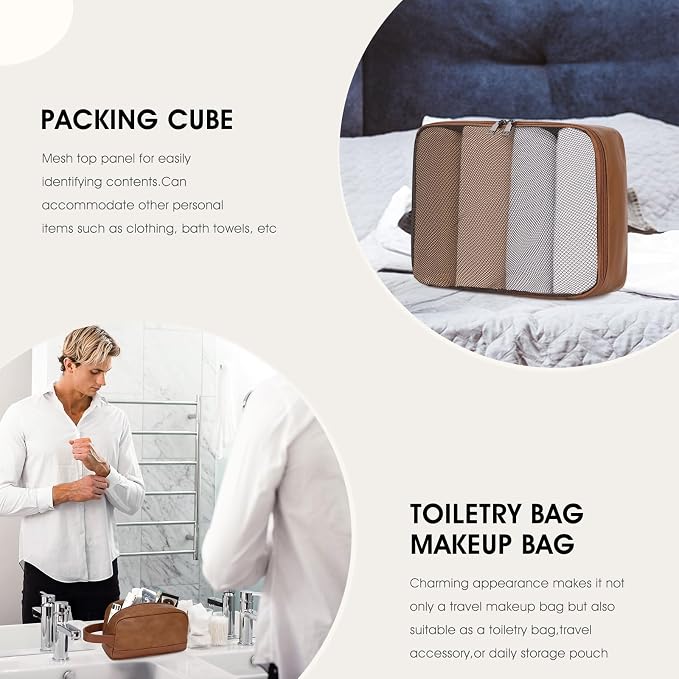 Wogarl 3PCS Leather Weekender Bag - Image 2