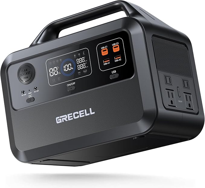 GRECELL Portable Power Station 600W, 460Wh LiFePO4 Battery, 1.5hrs Fast Charging by GRECELLPOWERSTATION