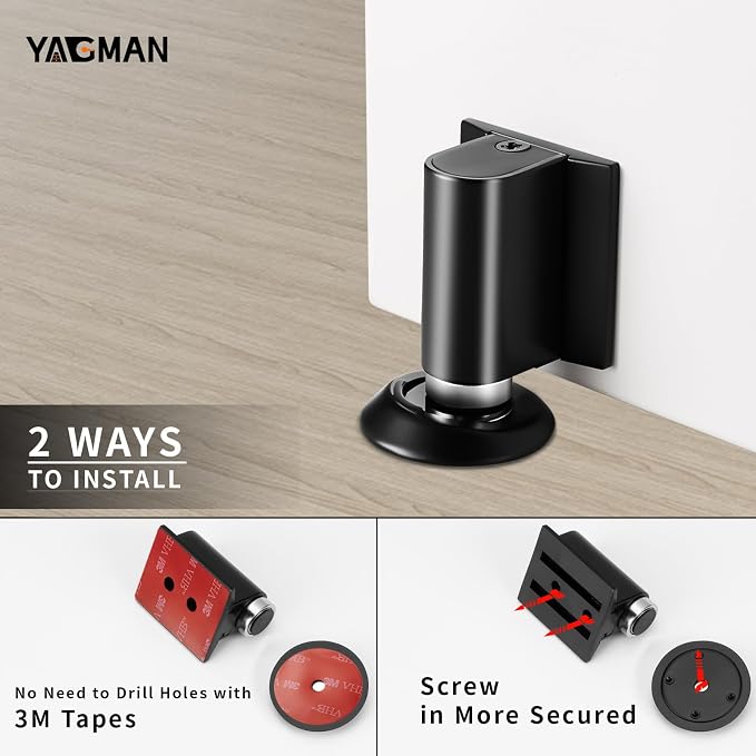 3 Pack Magnetic Door Stoppers Retractable Bottom of Door Holder No Drilling - Image 5