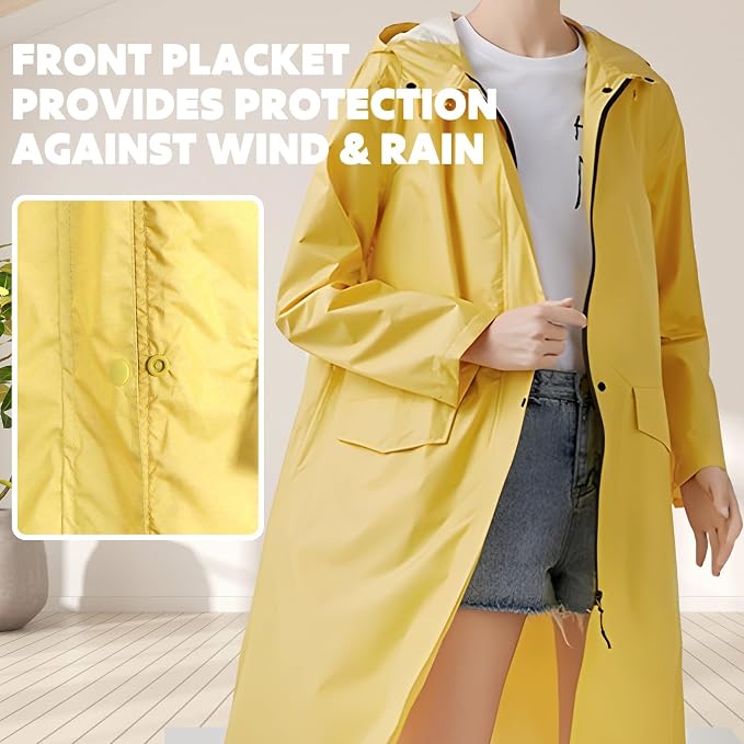 ANYOO Waterproof Rain Poncho Lightweight Reusable Hiking Hooded Coat Jacket - Image 5