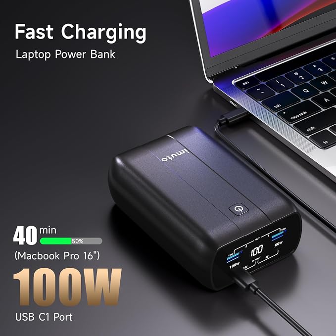 imuto 100w Power Bank, 20000mAh 4-Output Laptop Portable Charger, Fast Charging - Image 2