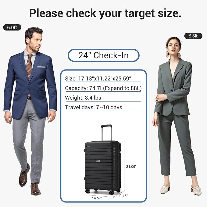Kono 24 Inch Expandable Luggage Suitcase - Image 8