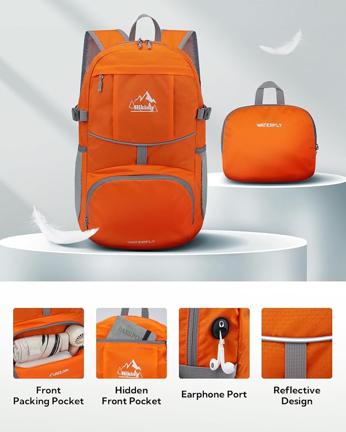 WATERFLY Hiking Foldable Daypack Backpack: 25L Ultra Lightweight Packable - Image 3