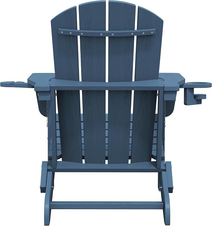 SERWALL Folding Adirondack Chair, Dual Cup Holders & All-Weather HDPE, - Image 6