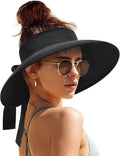 Camptrace Sun Visors for Women Wide Brim Beach Hat Foldable Straw Visor Hat by Camptrace
