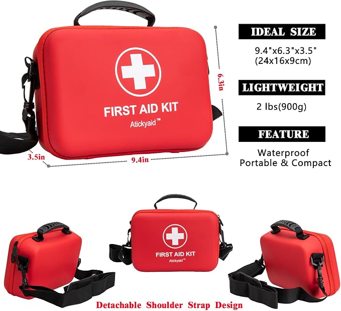 First Aid Kit 340 Piece, Premium Waterproof Hard Shell Medical Kit - Image 3