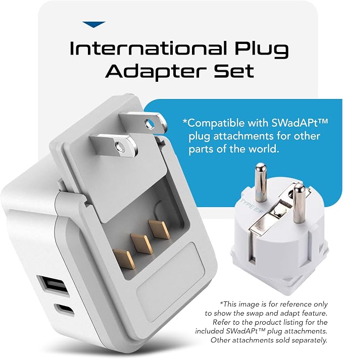 Ceptics International Power Plug Adapter Travel Set, 20W PD & QC, Safe Dual USB - Image 5