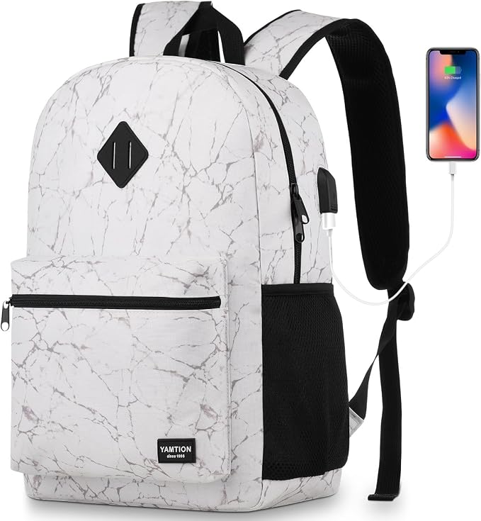 School Backpack, Classic Stone Textured Bookbag Men and Teen Boy Schoolbag by YAMTIONBAGS