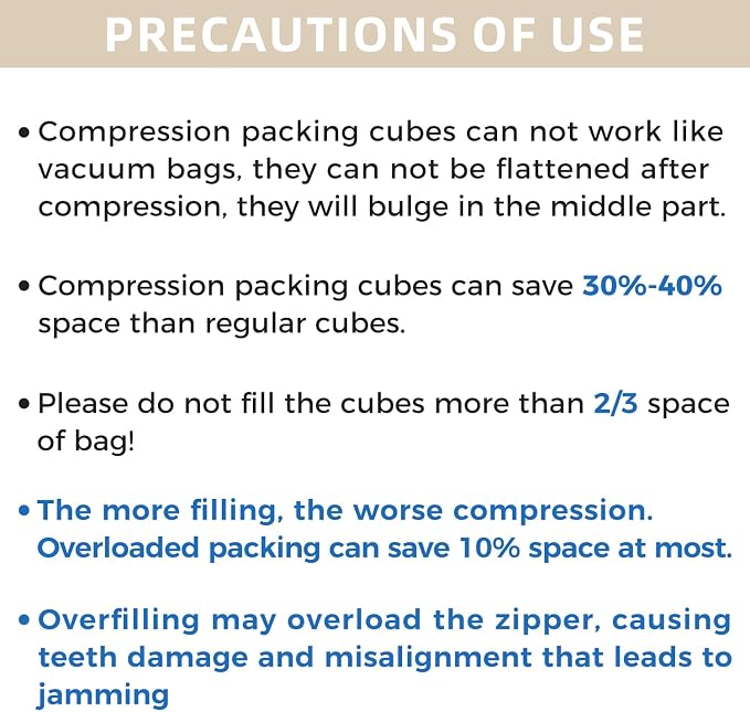 BAGAIL 4 Set/6 Set/8 Set Compression Packing Cubes Travel Accessories - Image 5