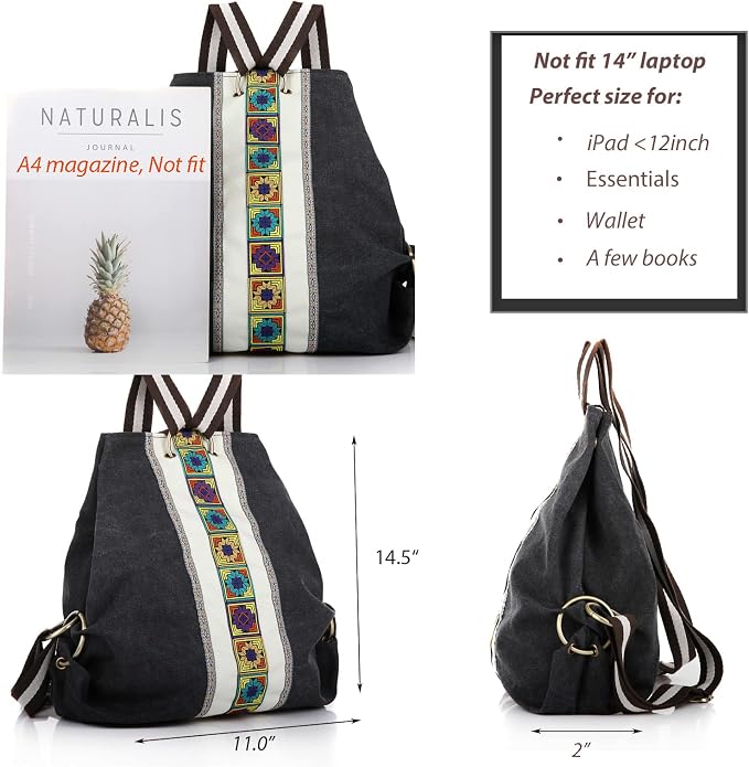 Goodhan Women Canvas Backpack Daypack Casual Shoulder Bag, Vintage Heavy-duty - Image 4