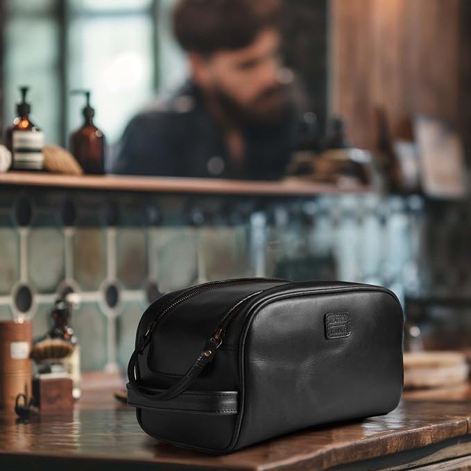 LEATHER VILLAGE Premium Leather Toiletry Travel Pouch - Image 7