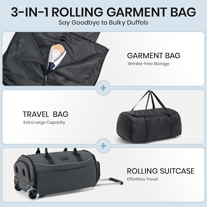 Fanwoli 3-in-1 Rolling Garment Bag - Image 3