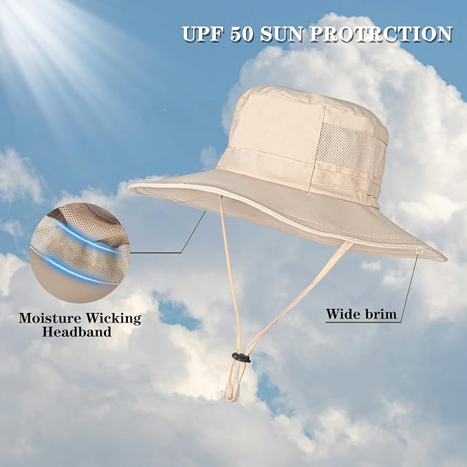 Sun Hat for Men/Women, UPF 50+ Fishing Hat, Waterproof Wide Brim Bucket Hat - Image 2