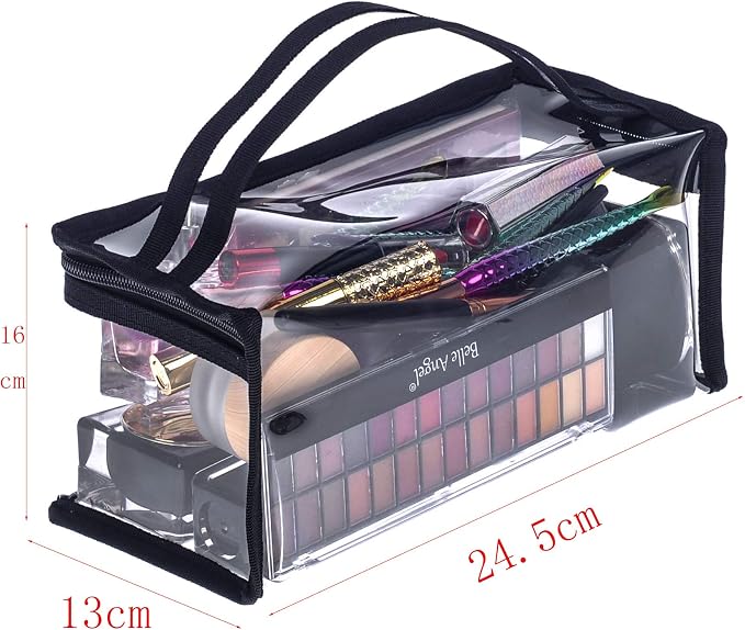Small Rectangular Clear PVC Makeup Bag Make Up Artist Tool Organizer Pouch Bag - Image 2
