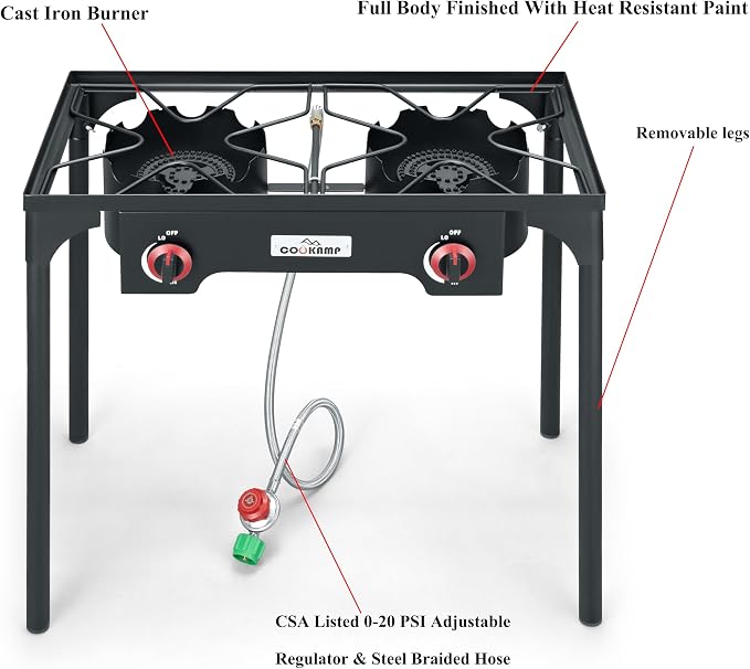 High Pressure Double Propane Burner Outdoor Camping Stove - Image 3