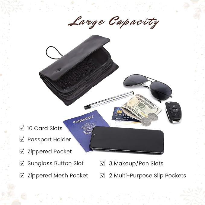 Genuine Leather Nomad Organizer Travel Wallet | Women's Wallet Clutch Passport - Image 3
