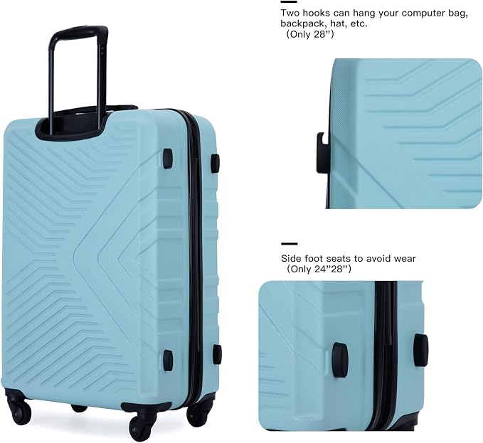Campfun 3 Piece Luggage Sets, Hardshell ABS Luggage - Image 3