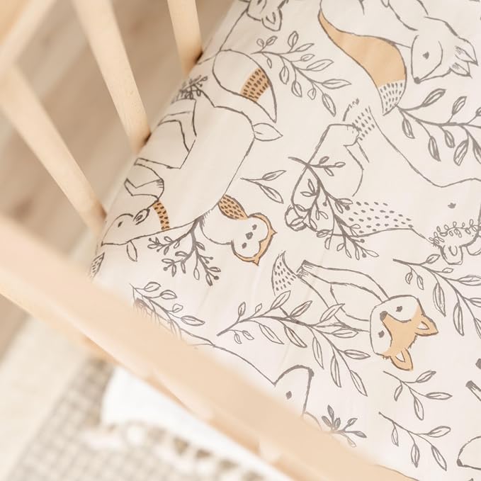 Crane Baby 100% Cotton Sateen Fitted Baby Sheets, Breathable, Fits 28X52 - Image 3