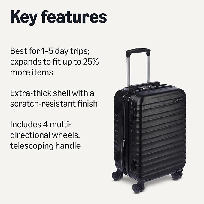 Amazon Basics 21" Hardside Carry-On Luggage, Hardshell Suitcase - Image 2