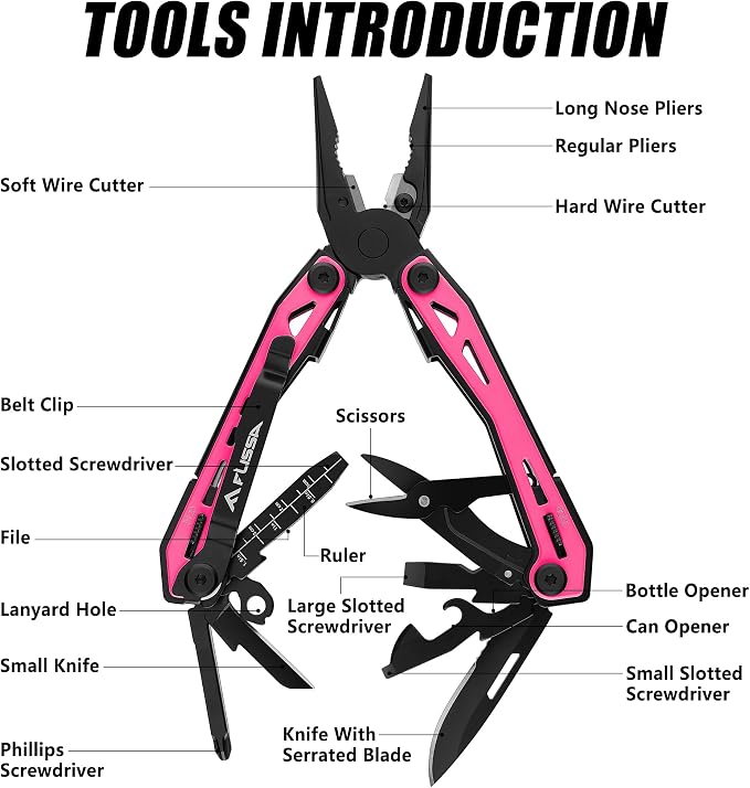 FLISSA 16-in-1 Pink Multi Tool Pliers, Gift - Image 3