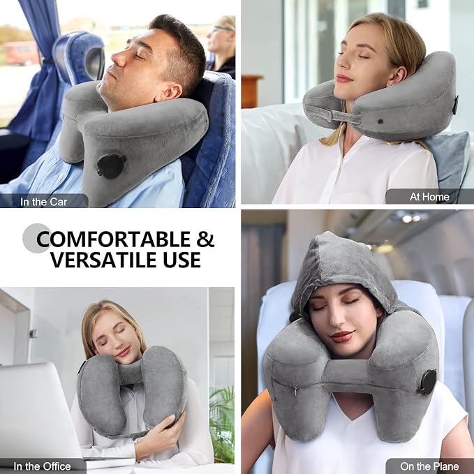 Sunany Neck Pillow for Travel Inflatable Airplane Pillow Comfortably Supports - Image 2