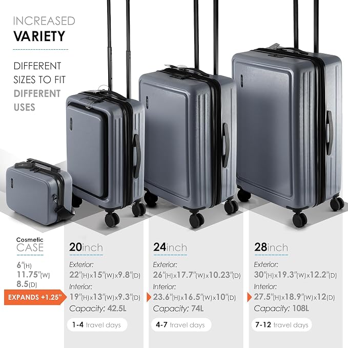 Hard Shell Luggage Sets with Spinner Wheels 4 Piece, Expandable Large Suitcases - Image 4