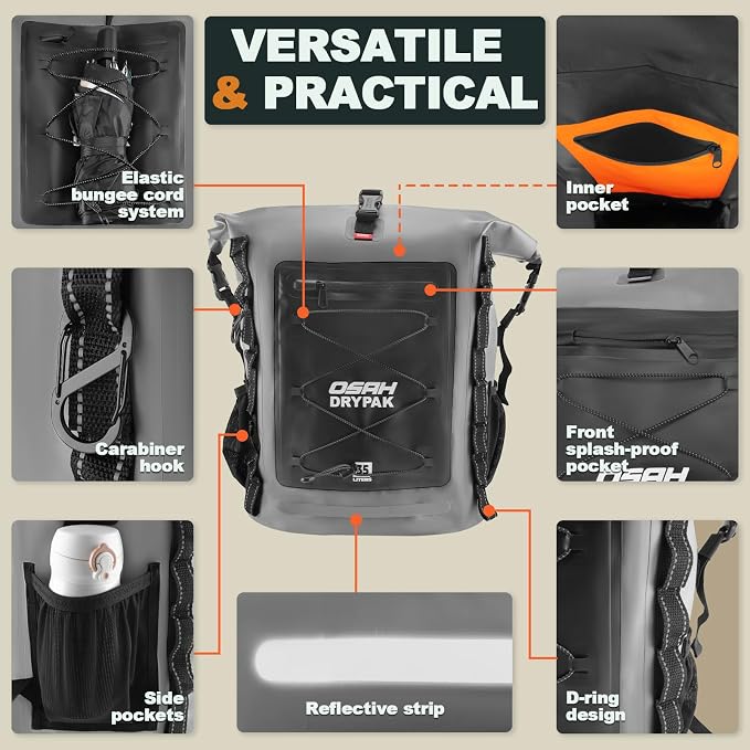 Waterproof Backpack Dry Bag 35L/55L/85L – Heavy Duty Roll-Top Hiking Backpack - Image 3