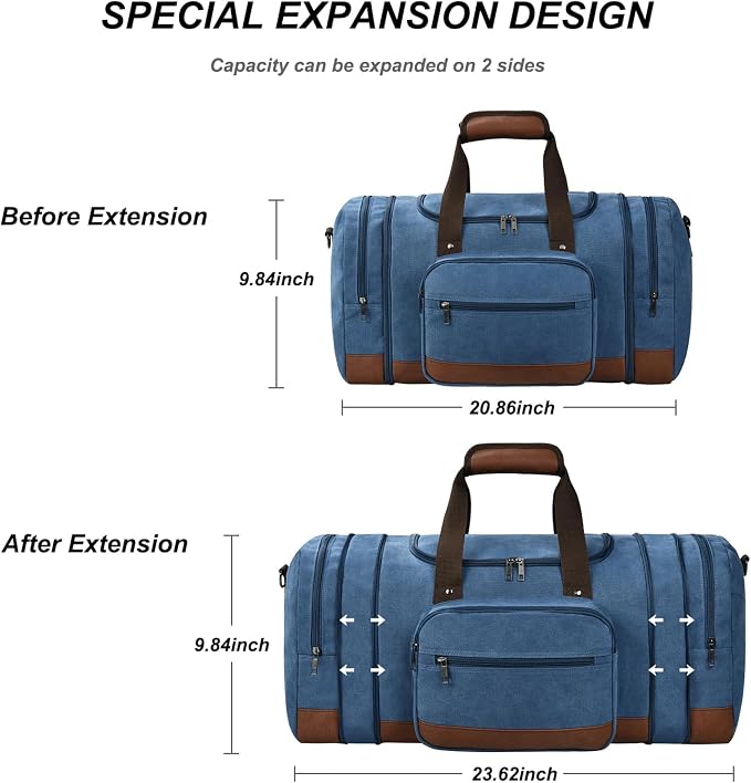 Litvyak Duffle Bag for Travel, 50L Canvas Travel Duffel Bags Overnight Weekend - Image 4