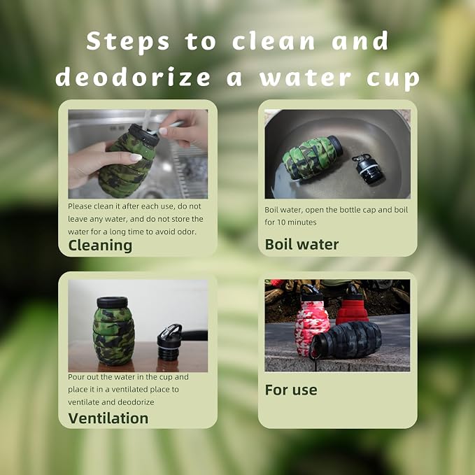 Collapsible Travel Water Bottle, Reuseable Silicone Foldable Water Bottles - Image 9