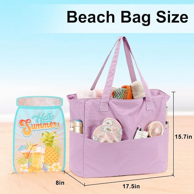 LEDAOU Beach Bag Waterproof Sandproof Women Tote Bag Pool Bag - Image 8