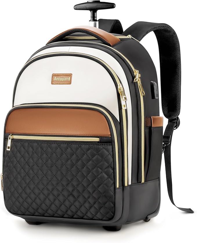 Small Rolling Backpack for Women, Lightweight Travel Backpack by Arcoyard