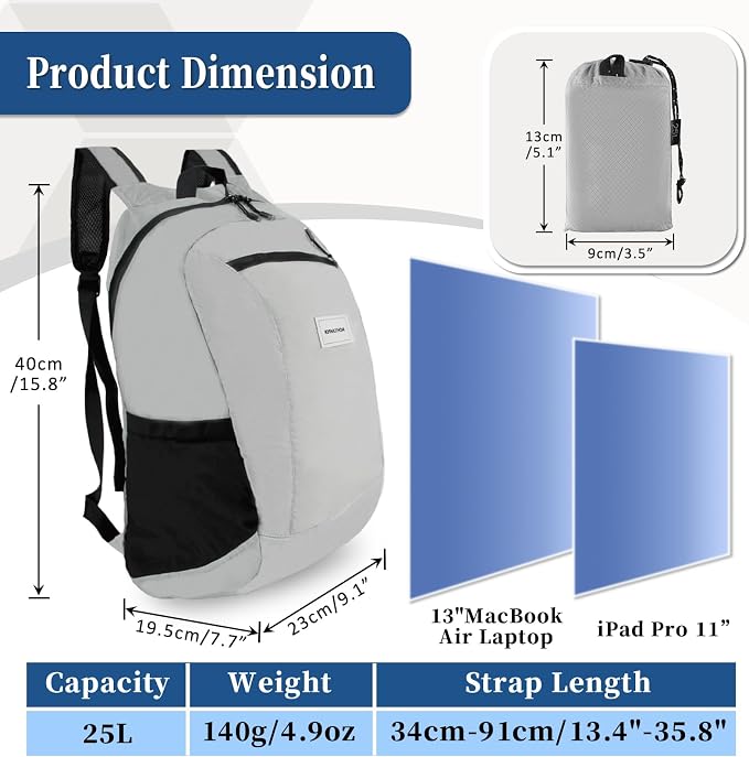 Hiking Daypack - Lightweight & Water-Resistant Portable Backpack - Image 7