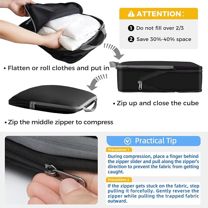 BAGAIL 4 Set/6 Set/8 Set Compression Packing Cubes Travel Accessories - Image 4