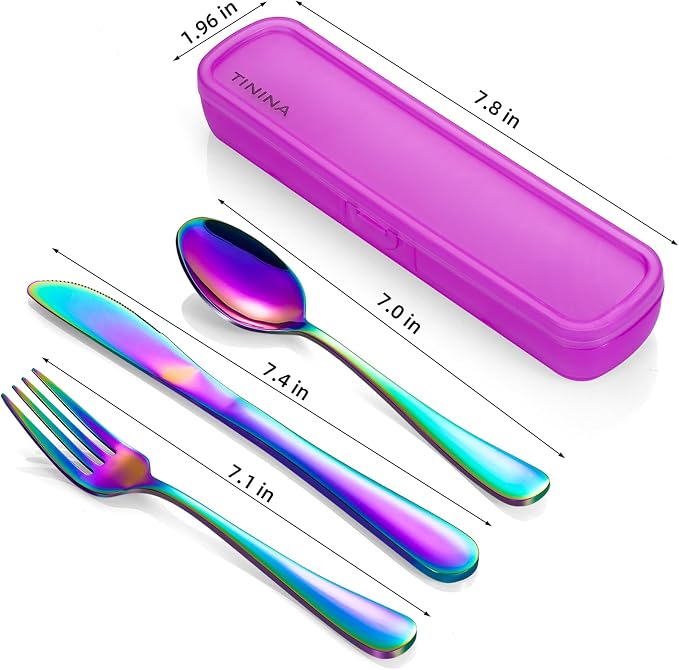 Travel Utensils with Case, 4-Piece Stainless Steel Portable Cutlery Set - Image 5