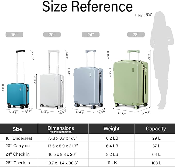 Hanke Hard Shell Luggage Sets 2 Pieces, Carry On and Checked Luggage Sets - Image 2