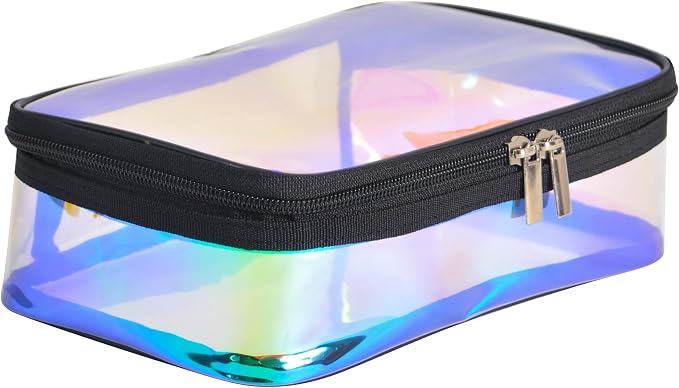 Iridescent TPU Travel Cosmetic Makeup Bag Holographic Clear Makeup Kit by JulaVance