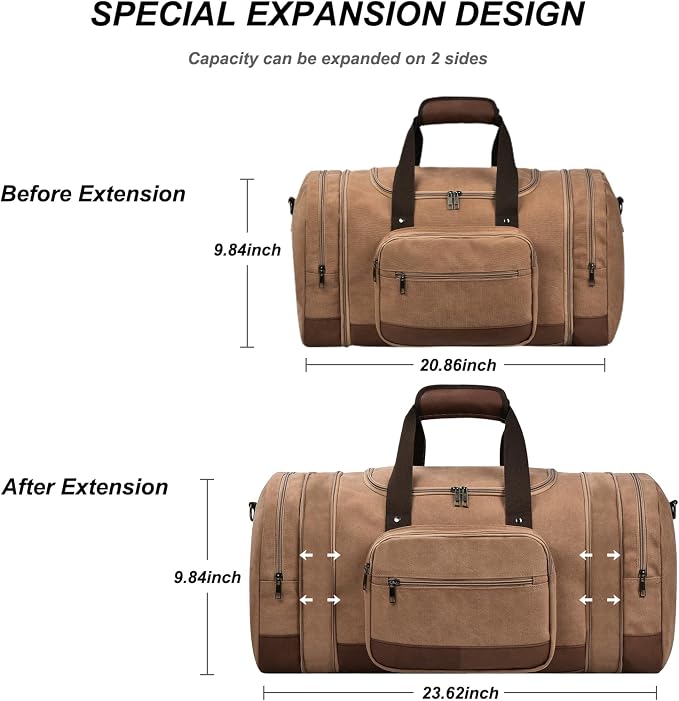 Litvyak Duffle Bag for Travel, 50L Canvas Travel Duffel Bags Overnight Weekend - Image 3