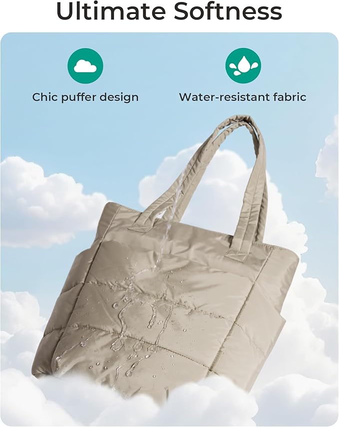 BAGSMART Tote Bag for Women, Lightweight Puffy Tote Bag - Image 3