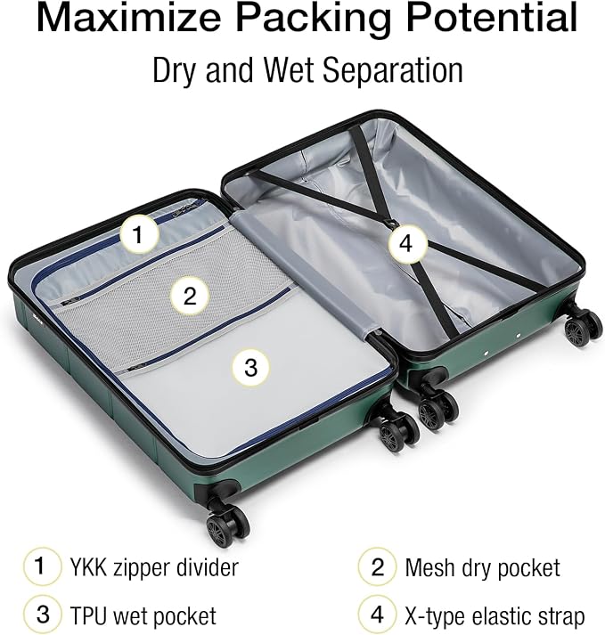 KYME Luggage Sets 2 Piece Hardshell 22"/26" Suitcase - Image 3