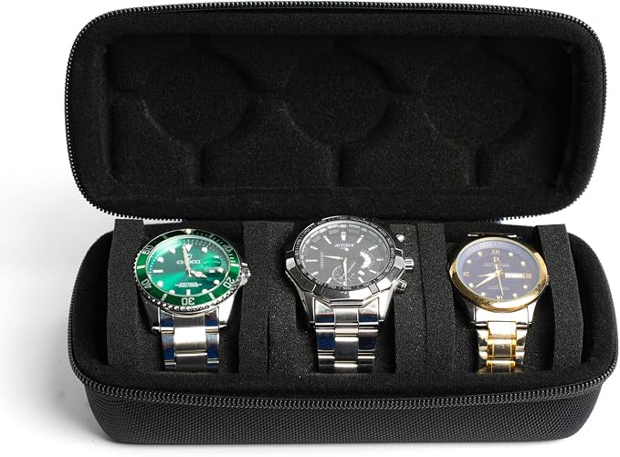 3 watch travel case roll, Hard watch carry case roll display storage organizer - Image 7