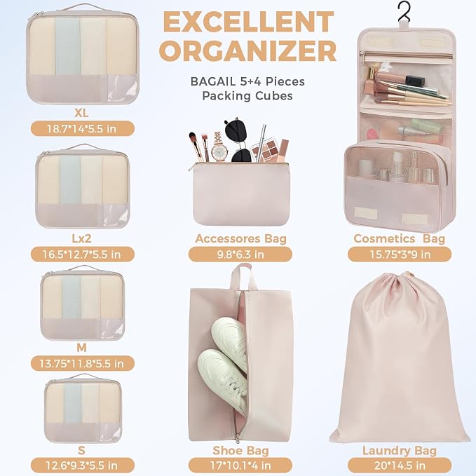 BAGAIL 9 Set Packing Cubes Luggage Packing Organizers - Image 4