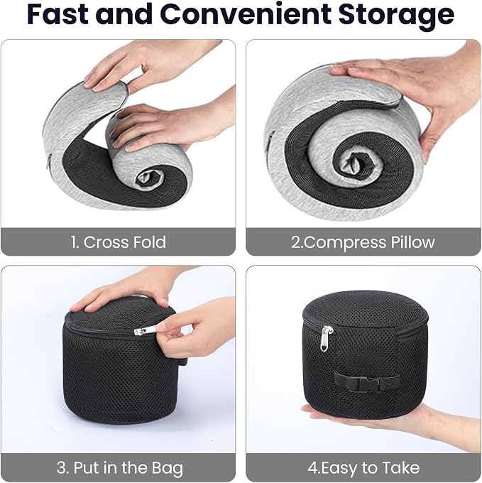 Travel Pillow, Best Memory Foam Neck Pillow Head Support Soft Pillow - Image 4