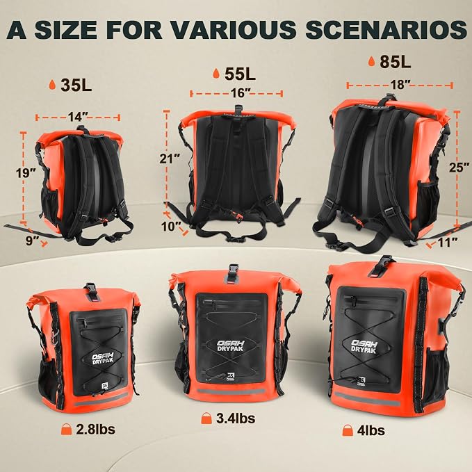 Waterproof Backpack Dry Bag 35L/55L/85L – Heavy Duty Roll-Top Hiking Backpack - Image 2