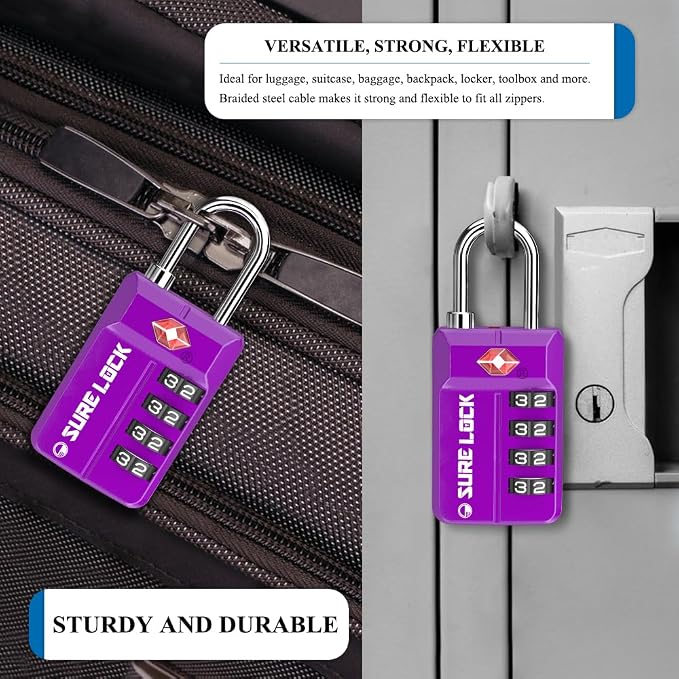 TSA Approved Travel Luggage Locks, Open Alert Combination Lock - Image 5
