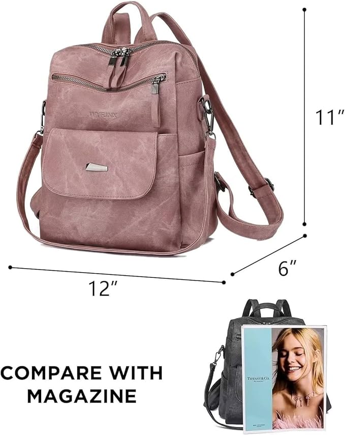 PU Leather Backpack Purse for Women Fashion Multipurpose Design Handbag Ladies - Image 2