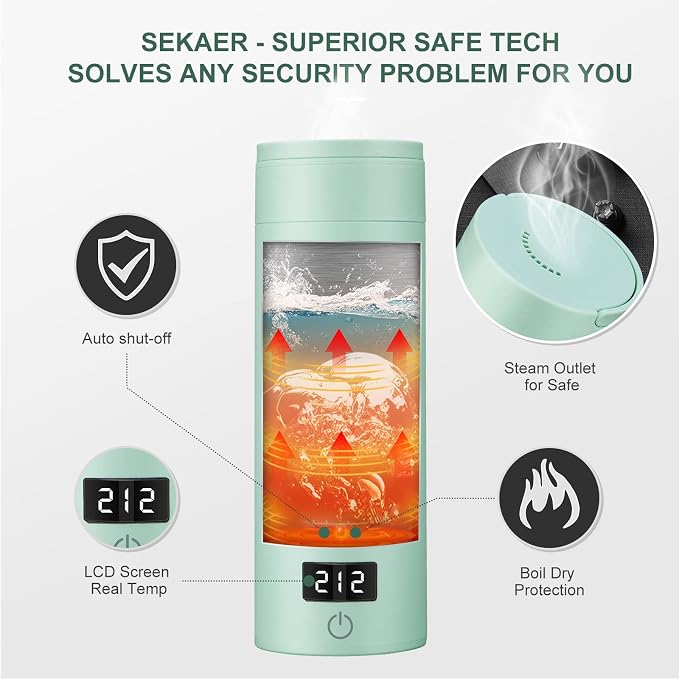 Sekaer Travel Electric Tea Kettle Portable Small Mini Coffee Kettle, - Image 6